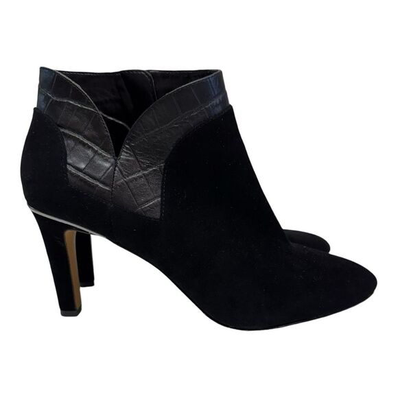Vince Camuto Black Suede Larkana Bootie Heeled Boho Shoes Size 10M - Picture 2 of 11